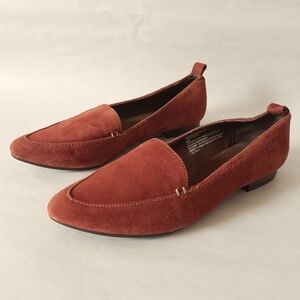 Cynthia Rowley Women Loafer Size 6 Paprika Red Suede Leather Comfort Pointed Toe